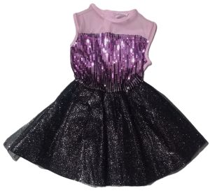 Kids Costumes to Hire - Purple & Black glitter sequin dress